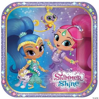 7" Shimmer Shine Square Plates - Pack of 8