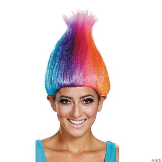Rainbow Colored Licensed Troll Wig - Adult