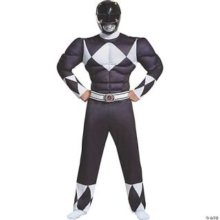 Men's Black Ranger Classic Muscle Costume - Mighty Morphin