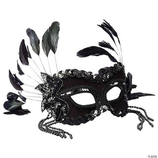Women's Black Venetian Mask