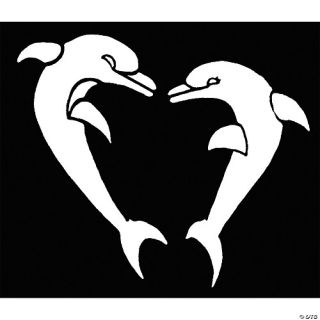 Stencil Heart Shapd Dolphins