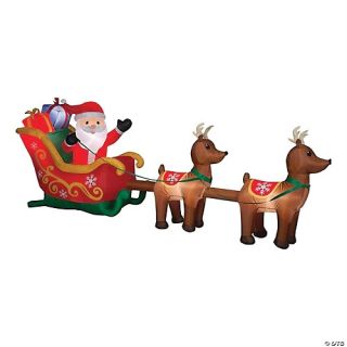Airblown Santa & Sleigh with Reindeer Large Inflatable Scene