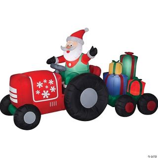 Airblown Santa on Tractor with Presents Large Inflatable Scene