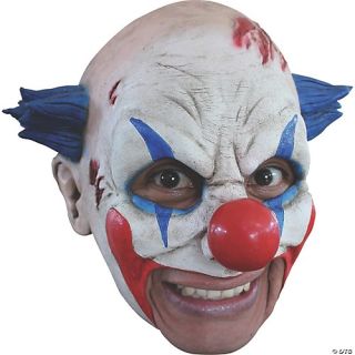 Clown Latex Mask with Blue Hair