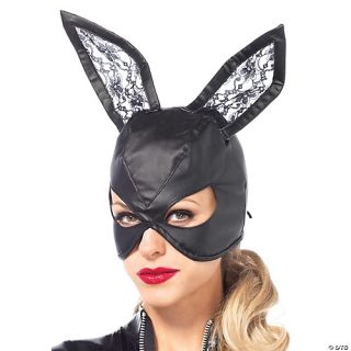 Women's Black Leather Bunny Mask