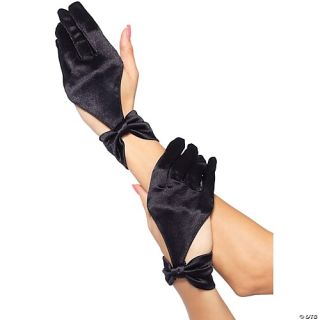 Black Satin Gloves with Cut Out