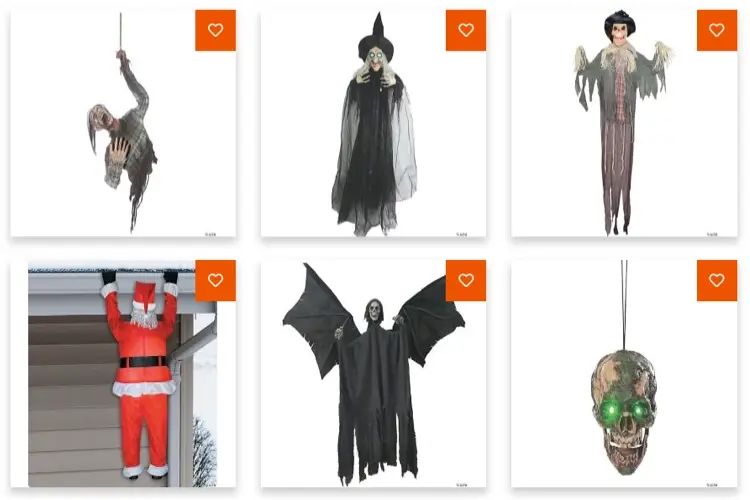 halloween costumes showing hanging decorations